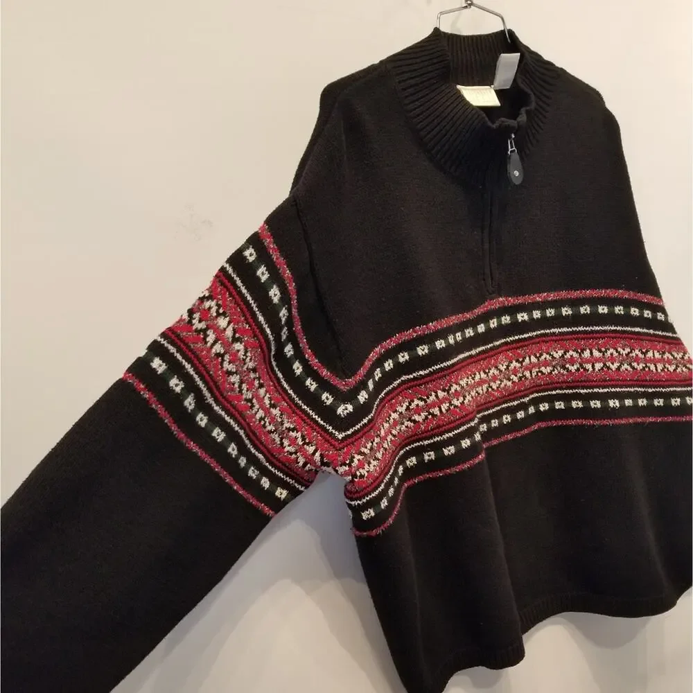 Liz‎ & Company Vintage Cotton Ski Sweater Gift Aztec Print Warm Pullover Size 2X